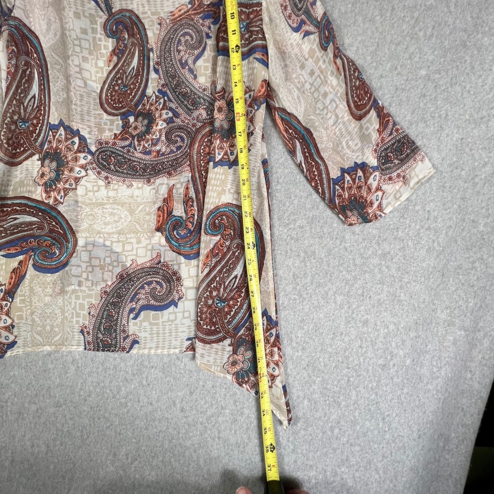 Chicos 1 Paisley Button Up Tunic Blouse Shirt Top Sheer Boho Artsy Boho Layering - Picture 11 of 13